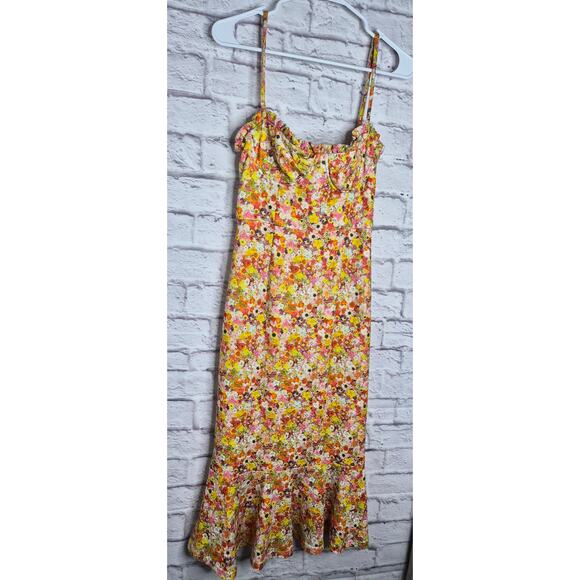 Hutch Anthropologie Jolie Floral Mermaid Midi Dress Sweetheart Neck Small S - Picture 4 of 9